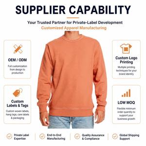 <b>Men</b> Terracotta <b>Orange</b> Premium Crewneck <b>Sweatshirt</b> with Contrast Stitching and Relaxed Fit for Boutique Streetwear Collections - Product Image 2