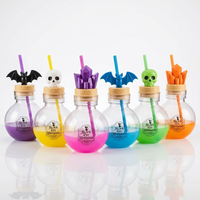Botella de Agua de Halloween de 30 oz con Tapa Extraíble y Pajita, Diseño Espeluznante de Plástico Duradero Libre de BPA para Recoger Dulces