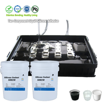 Composé de scellement en silicone bicomposant 2K thermoconducteur, rapport de mélange 1:1, colle AB autonivelante ignifuge pour emballage