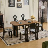 Ensemble de table à manger rectangulaire en bois moderne nordique avec panneaux décoratifs imperméables pour la maison ou la salle à manger d'hôtel