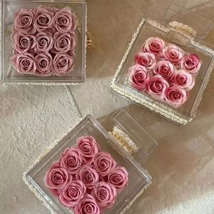 Flores Eternas de Lujo TC 2025, 9 Piezas en Caja de Perfume Acrílica, Decoración para el Día de San Valentín, Día de la Madre, Rosas Preservadas - Product Image 1