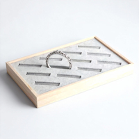 Plateau de présentation en velours TaiYi, plateau de présentation en bois et daim personnalisé, 12 emplacements pour bracelets, anneaux, porte-bijoux, plateau de présentation pour exposition