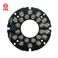 Placa PCB con 24 LEDs Infrarrojos de 12V, Interruptor Automático Día/Noche Integrado, Fabricante de PCBA Personalizado, Componentes de Luz LED con Orificio para CCTV