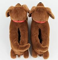 Chaussons en peluche amusants pour enfants, animaux moelleux, teckel, mignons, chauds pour l'hiver, chaussures de maison pour enfants