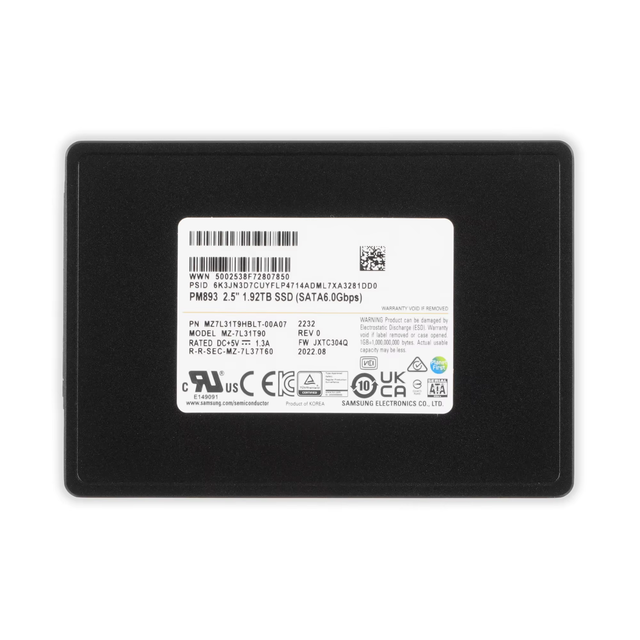 MZ-7L31T90 1.92TB Enterprise SSD Storage Server Solid State Drive PM893 SATA