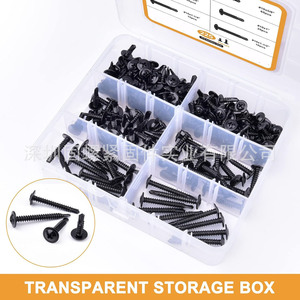 Black Stainless Steel Large Flat Head Self Tapping Screws 225Pcs Boxed For Wood Imperial Size - Product Image 5