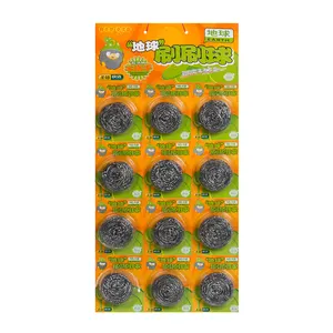 kitchen cleaning 20g stainless steel SS410 pot scourer cleaning ball with blister card packing