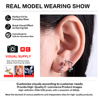 Bijou de piercing en titane ASTM F136 sans filetage, avec charnière CZ plaqué or 18 carats, pour piercing hélix et conque, pour femme