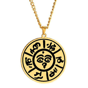 Amuleto Tibetano Mantra Om Mani Padme Hum <span class=keywords><strong>Buda</strong></span> Ojo que Todo lo Ve Collar con Colgante Amuleto de Acero Inoxidable - Product Image 2