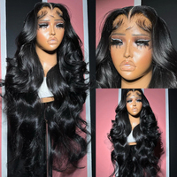 Pelucas de Cabello Humano con Ondas Suaves, 13*4 13*6, Frente de Encaje sin Pegamento, Indetectable, Peluca Larga, Pelucas 100% de Cabello Humano para Mujeres Negras