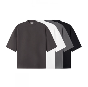 Người Đàn Ông Của Heavyweight 310G Áo Thun Mát Sorona Tối Giản Quá Khổ Nửa Cao Cổ T-Shirt 100% Cotton Mùa Hè Sạch Phù Hợp T-Shirts - Product Image 1