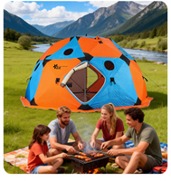Tenda Camping Musim Dingin Oxford Modern Otomatis, Tahan Dingin, Tahan Angin, Tahan Air, Pemasangan Cepat, Tiga Lapis