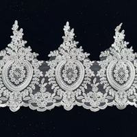 Dentelle en tulle de 25 cm avec paillettes, dentelle en fil de coton pour robe de mariée