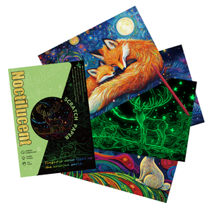 Nouveau design – Livre de grattage lumineux Lion, Lapin, Renard, Ciel étoilé – Papier à gratter DIY pour adultes et enfants – 12 pouces – Marque SHJ - Product Image 1