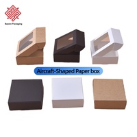 Boîtes à bijoux en forme d'avion prêtes à l'emploi, savon artisanal, boîtes en papier kraft avec fenêtre, boîtes en carton noir, mini boîtes à bonbons en gros