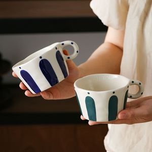 Japanese Style Tea <b>Mug</b> Hand Painted <b>Ceramic</b> <b>Mug</b> Striped Coffee Cup - Product Image 2