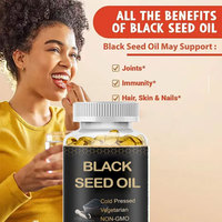 Capsules molles d'huile de cumin noir biologique en gros, marque privée, supplément capillaire Halal, 500 mg, capsules molles d'huile de graines noires