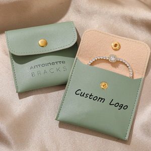 Bolsa de Joyería de Piel Sintética Portátil de Lujo con Logotipo Personalizado, Bolsa de Regalo para Joyería con Cierre de Botón a Presión, Bolsa para Aretes, Anillos y Pulseras - Product Image 6
