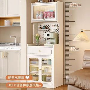Solid Wood <b>Sideboard</b> Integrated Design Narrow Tall <b>Cabinet</b> With Drawers Modern Kitchen Storage For <b>Small</b> Apartments - Product Image 3