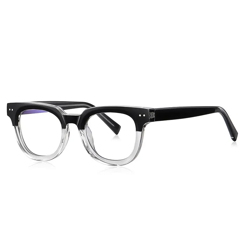 نظارات الكمبيوتر PF2120 الكلاسيكية TR90 CP للرجال نظارات بصرية مخصصة مضادة للون الأزرق إطار عدسي مستدير واضح وأسود