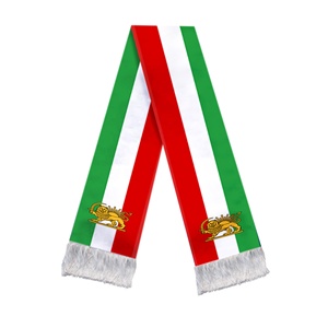 Bufanda Persa de Satén Iraní de 17x135cm con Diseño de Borla Blanca, Bufanda con León Persa, Bandera del Imperio Iraní - Product Image 3