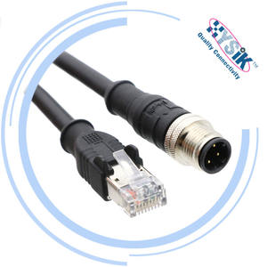 Konektor kabel M12 industri, 4 Pin kode A IP67, terlindung untuk koneksi Sensor/aktuator - Product Image 5