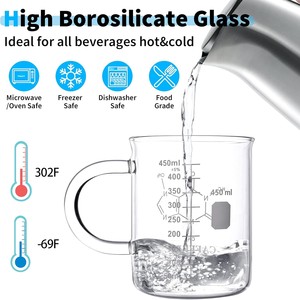 Tazza dosatrice graduata in vetro borosilicato con manico per caffè e altre bevande - Product Image 3