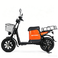 Scooter électrique urbain avec pneus larges, panier avant et porte-bagages arrière, freins à disque, suspension intégrale pour adultes