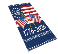 Serviette de plage microfibre résistante au sable, thème patriotique Amérique 250, impression personnalisée, 250e anniversaire des États-Unis 2026, vente chaude