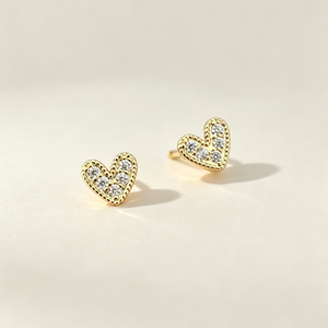 Boucles d'oreilles tendance en gros, prix d'usine, plaqué or 18 carats, forme cœur, pour femmes - Product Image 1