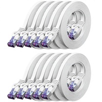 Câble Ethernet plat DeleyCON MK4616 10x0,25m CAT7 (10 Gbit/s) RJ45 pour Switch/Routeur/Modem - Blanc, emballage PE-LD, fabriqué en Chine