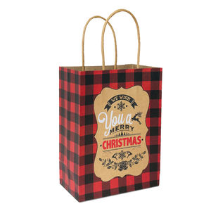 Toptan çevre dostu düz Kraft kağıdından poşet noel tatil parti Favor ambalaj iç<span class=keywords><strong>in</strong></span> kolu ile fabrikadan doğrudan - Product Image 4