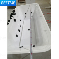 Baignoire moderne et simple en acrylique pour deux adultes avec mitigeur et douche, baignoire spa de luxe à encastrer, baignoire autoportante