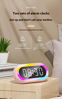 Jam malam Digital LED, jam Alarm kecil lampu RGB multifungsi Speaker