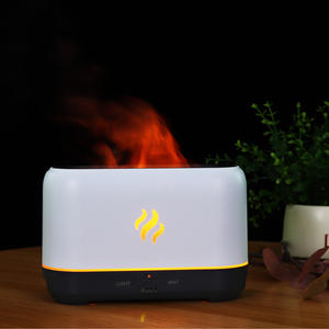 Diffuseur d'arômes ultrasonique en forme de flamme 200 ml, humidificateur d'huiles essentielles, style nordique, noir, gris foncé, blanc, grain de bois clair - Product Image 4