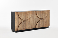 Meuble de salon Japandi, meuble rustique en bois d'orme ciré noir, buffet antique, design simple en bois rustique