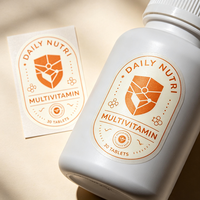 Étiquette autocollante en rouleau pour vitamines en gros ECO, pour l'emballage de bouteilles de compléments alimentaires pour soutenir le système immunitaire