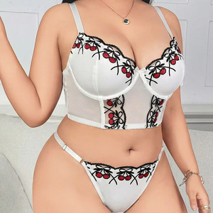 <span class=keywords><strong>Reggiseno</strong></span> Plus Size SMOOTH Sweet Cool White Cherry con Ricamo, Supporto Laterale, Traspirante, con Inserti in Rete, Senza Ferretto - Product Image 3