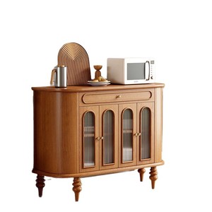 French Retro Style <b>Sideboard</b> Cabinet Cherry Black 4 Compartments Storage Living Room Dining Room Cabinet - Product Image 5