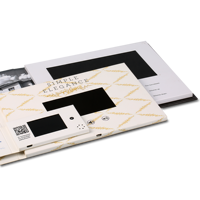 Invitation de mariage et boîte cadeau découpées au laser avec port USB, écran numérique 4,3 pouces, album de cartes de vœux style musical, brochure vidéo