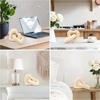 Décorations de la Saint-Valentin, cœurs en bois imbriqués, statues de nœuds d'amour en bois, décorations d'étagère, accessoires de table basse