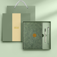 Coffret cadeau d'affaires haut de gamme personnalisable Stock A5 cahier à trois volets couverture en cuir couverture rigide logo imprimable pour les réunions de bureau