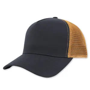 Toptan seyahat seyahat 5 Panel kap düz pamuk özel yaz Unisex boş Vintage 5 Panel şoför şapkası Mesh