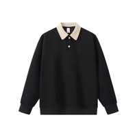 Sweat-shirt polo personnalisé surdimensionné en coton et polyester, couleur assortie, 320 g/m², sport et loisirs, manches longues, pour homme