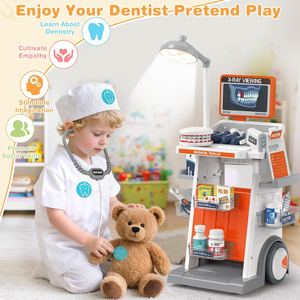Ensemble de jouets de jeu de rôle pour enfants, médecin et infirmière, en plastique, comprenant des outils médicaux et des chariots à main avec des dents - Product Image 3