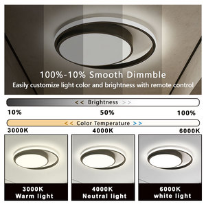 Plafonnier LED moderne minimaliste circulaire AC 220V IP44 avec té<span class=keywords><strong>l</strong></span>écommande, couvercle en acrylique, acier, pour hôtel, chambre à coucher, salon - Product Image 2