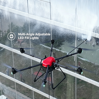 Drone de nettoyage de façade de bâtiment de bureaux en hauteur, nettoyeur automatisé de mur-rideau en verre, évitement d'obstacles, télécommande