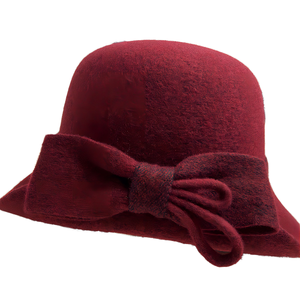 Sombreros Cloche Elegantes de Felpa de Poliéster/Algodón para Mujer, con Lazo, para Fiestas y Uso Casual - Product Image 1