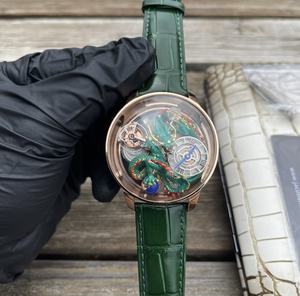 Reloj de Cuarzo para Hombre de Lujo Innovador Astronomia DRAGON HAIOU, Oro Rosa, Cristal de Zafiro Transparente, Caja de Acero Inoxidable, Correa de Cuero - Product Image 3