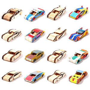 Einfach zu montieren DIY STEM Toy Holz autos malen Sie Ihr eigenes Holz Auto Malerei Kit für Kinder Jungen Mädchen Geburtstags geschenk - Product Image 1